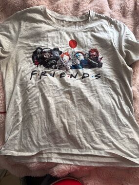Friends Graphic Kids Tee - Light Gray with Horror Character Print